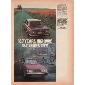 Vintage Volvo Advertisement Print Ad Car Road City 18.7 Years 1981